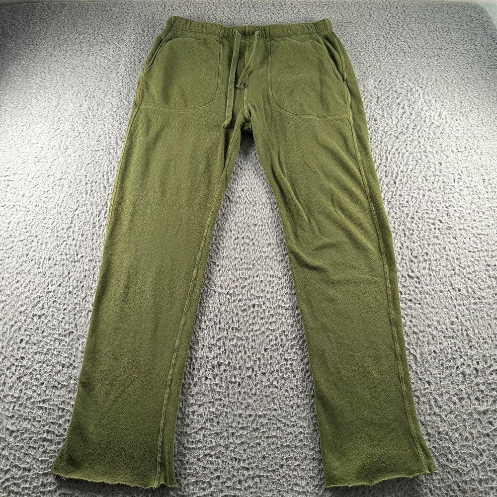 Todd Snyder Sweatpants Mens S Olive Green Terry Drawstring Patch Pocket Raw Hem